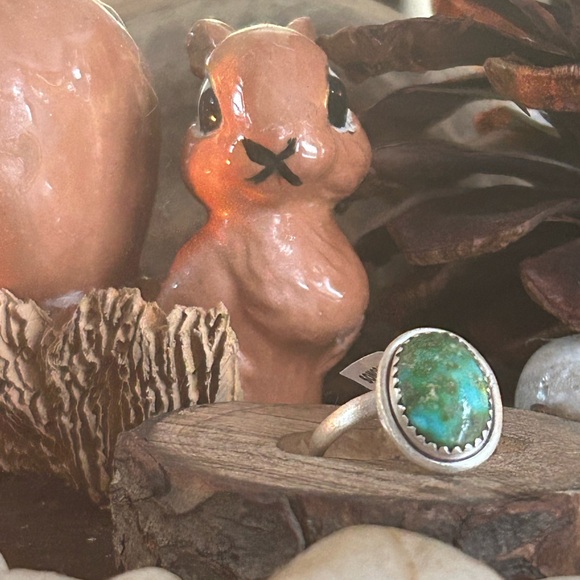 925 Sterling Stunning Sonoran turquoise adj  6-9 ring - Picture 3 of 3